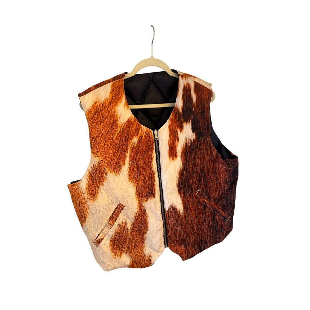 Study Reversible Down Puffer Cowhide Vest Size Medium